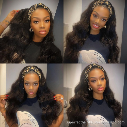 Dropship Unprocessed Brazilian Hair Cuticle Aligned Straight Headband Wig Bodywave Virgin Human Natural Hair Wigs